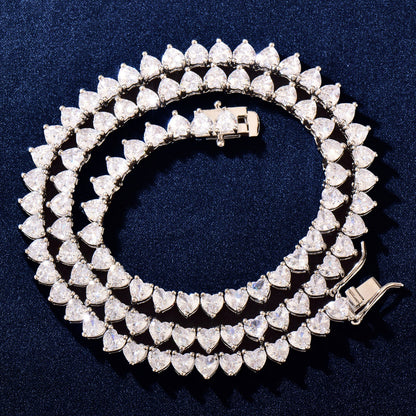 Unisex Iced Heart Tennis Necklace