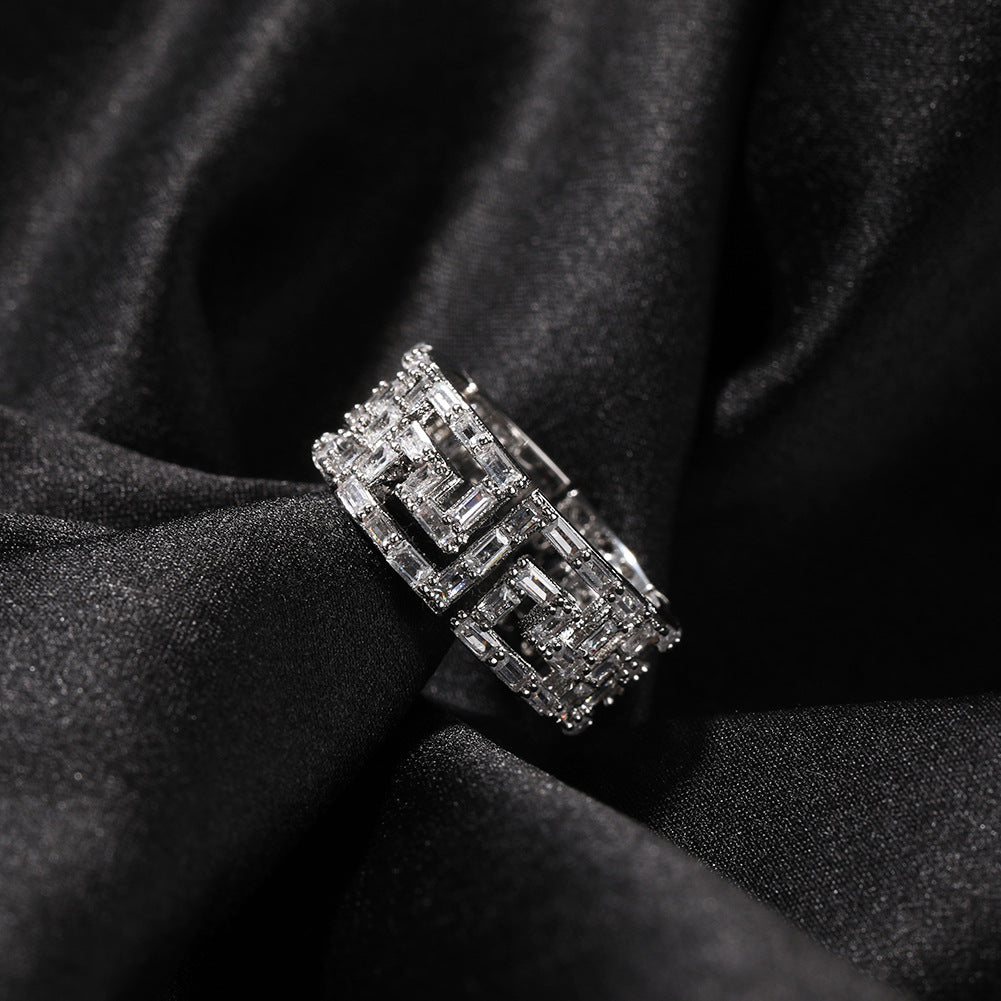 Silver Plated Cubic Zirconia Statement Ring for Women & Men – Round Hip Hop Style Band, Size 7 product image