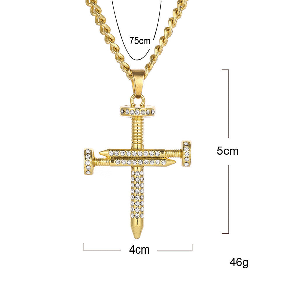 Hip Hop Vintage Eye Cubic Zirconia Pendant Necklace for Men and Women