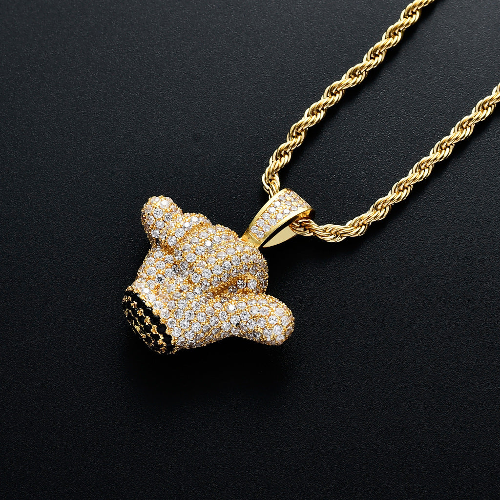 Hip Hop Floral Round Cubic Zirconia Pendant Necklace for Men and Women