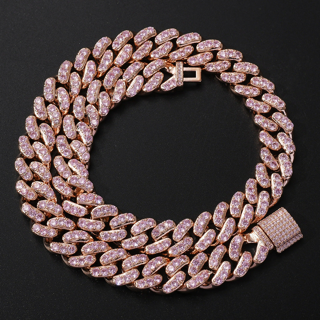 Hip Hop Light Luxury Cuban Link Cubic Zirconia Necklace for Men