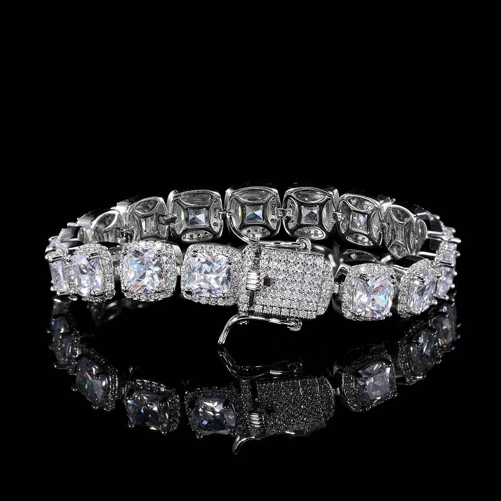10 mm Square CZ Tennis Hip Hop Bracelet with Copper Base - CHA011 product image