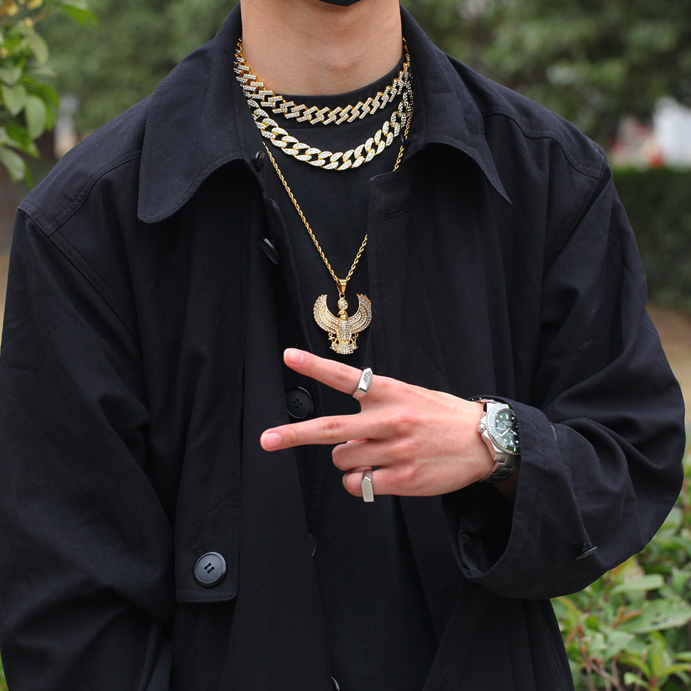 Gold Eagle Pendant Necklace for Men & Women - Iced Out Stainless Steel Statement Chain product image