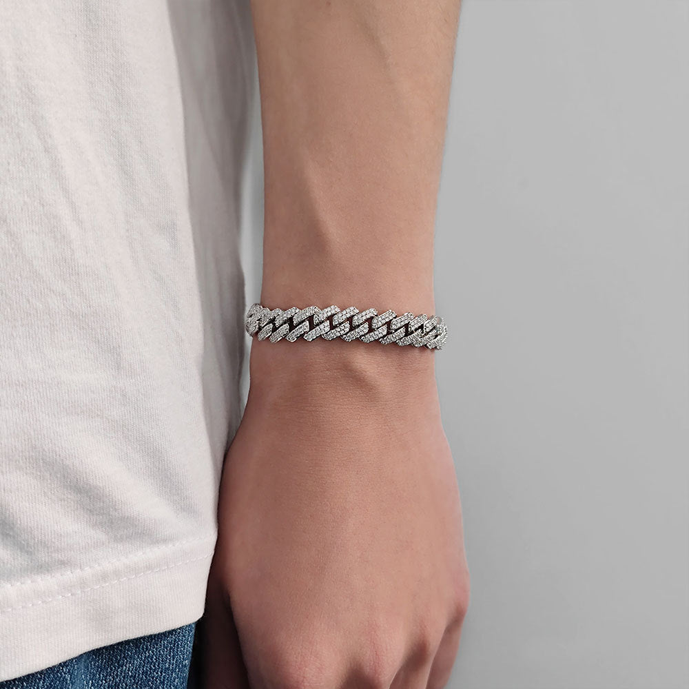 10 mm Iced Cuban Hip Hop Bracelet with Cubic Zirconia on a Copper Base - CHA041 product image