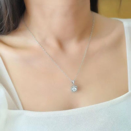 Yellow Moissanite Halo Pendant, Square Cushion Cut 3 Carat Style Necklace Charm product image
