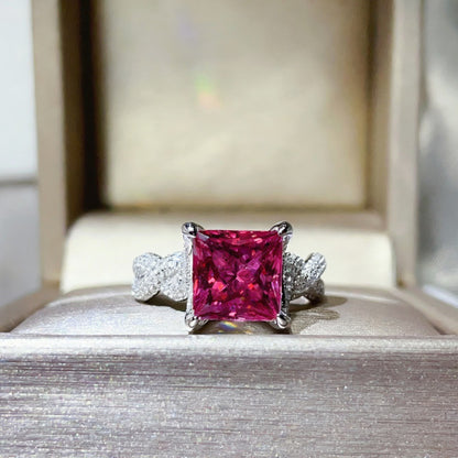 5 Carat Princess Cut Moissanite Ring for Women, Geometric Square Engagement Ring