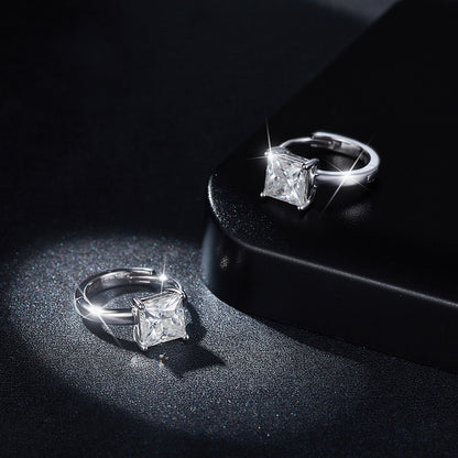 Princess Cut Moissanite Stud Earrings, 5.5mm, S925 Silver, 18K Gold Plated, Four-Prong
