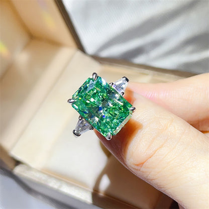 Mint Green Radiant Cut Moissanite Ring for Women, 5 Carat or 10 Carat Engagement Style Ring