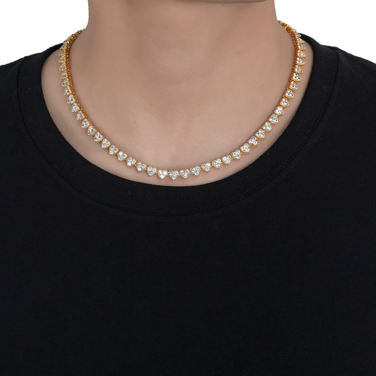 Hip Hop Minimalist Heart Tennis Chain Alloy Necklace for Men and Women product image