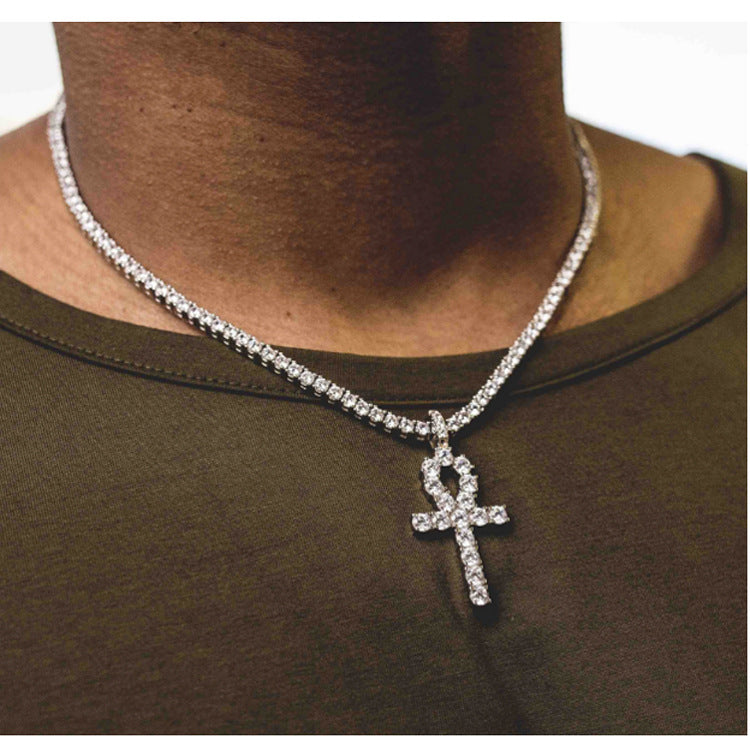 Iced Out Cross Pendant Necklace for Women & Men – Cubic Zirconia Hip Hop Chain in Gold, Silver & Black