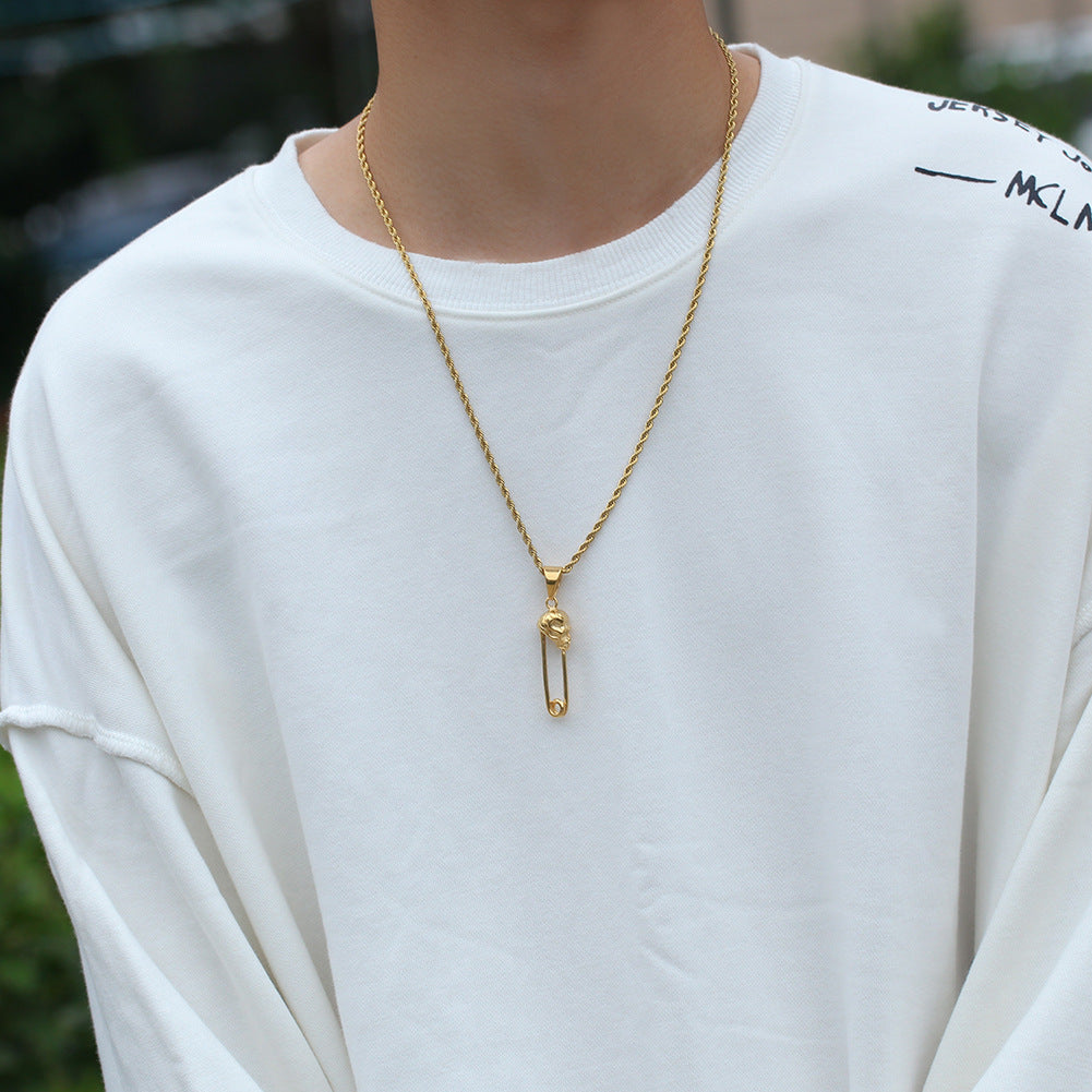 Men’s Gold Plated Stainless Steel Tool Pendant Necklace with 24 Inch Chain – Hip Hop Statement Charm Necklace