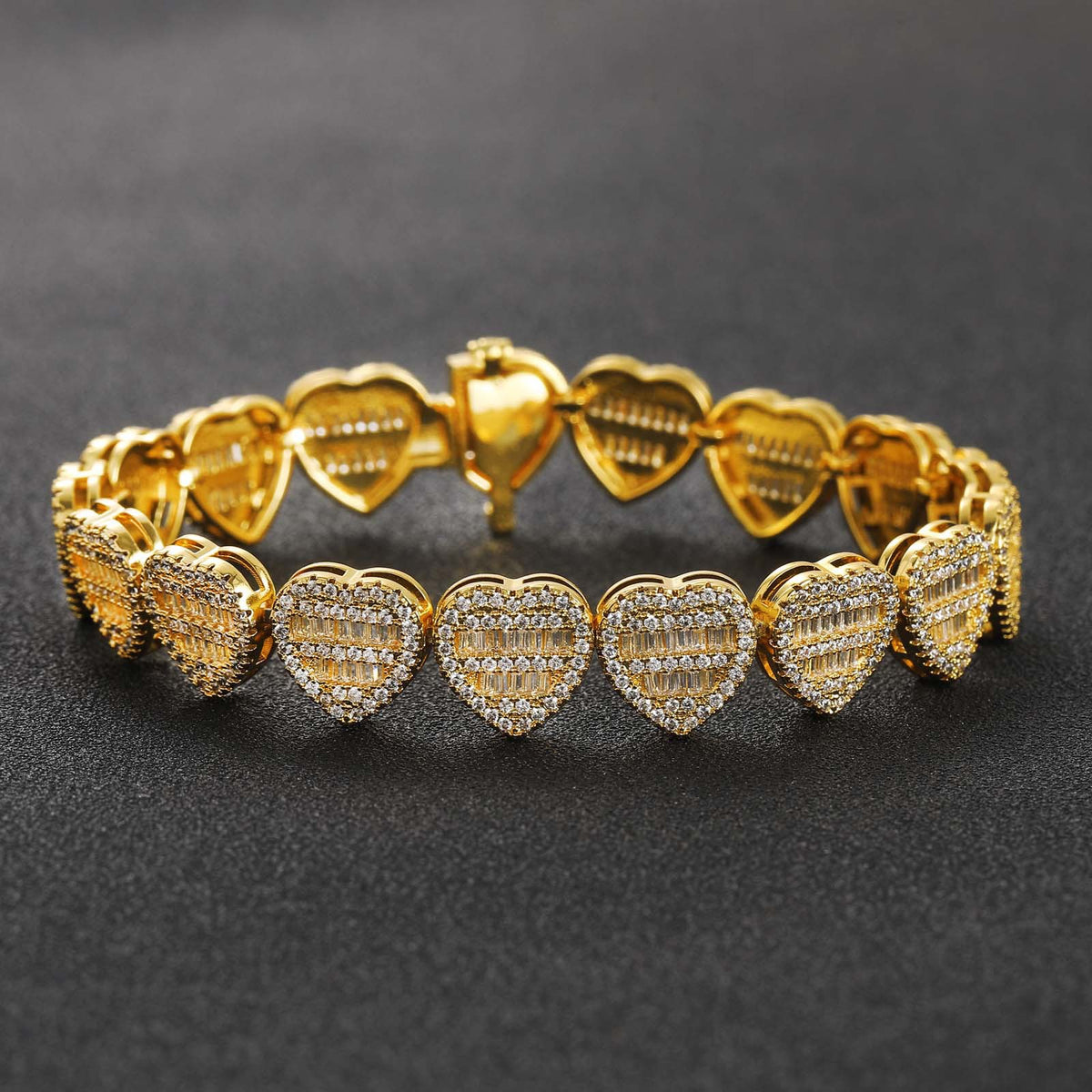 Hip Hop Heart Cubic Zirconia Bracelet for Men and Women product image