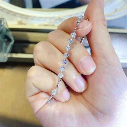 Moissanite Ring for Women, Open Band Round Stone Engagement Ring