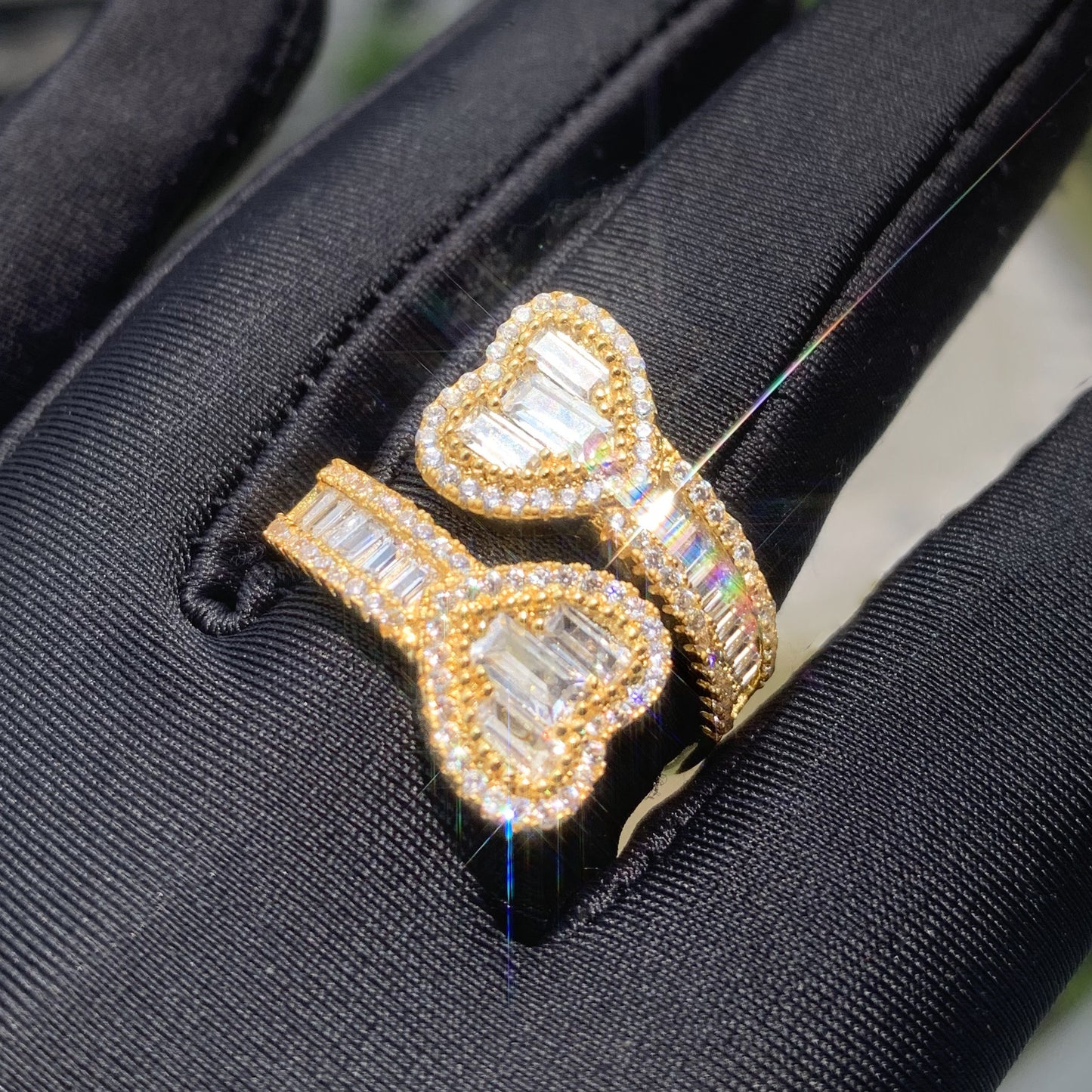 Iced Heart Wrap Ring