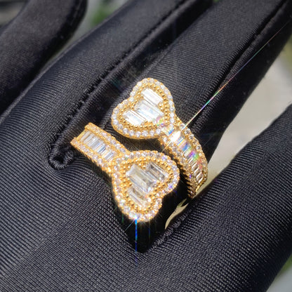 Iced Heart Wrap Ring