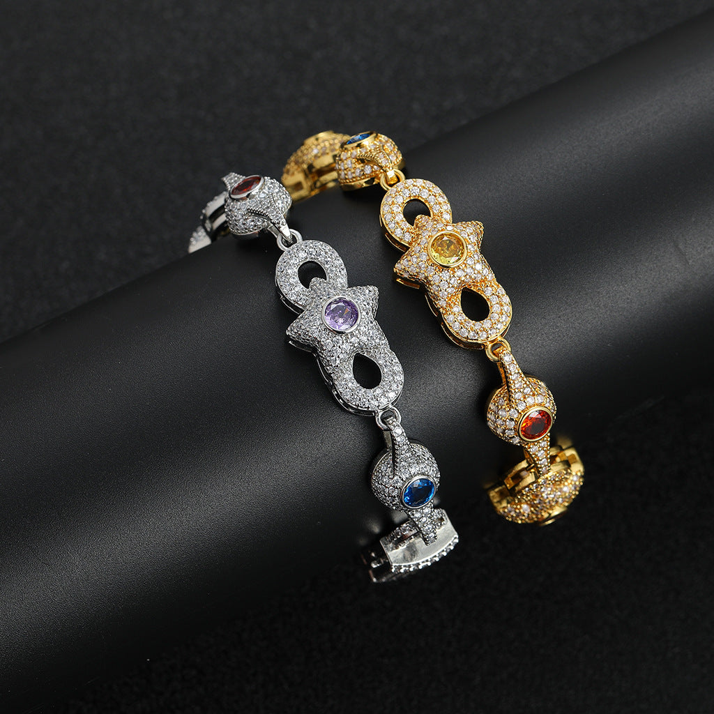 Hip Hop Star Eye Round Cubic Zirconia Necklace for Men