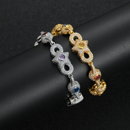 Hip Hop Star Eye Round Cubic Zirconia Necklace for Men