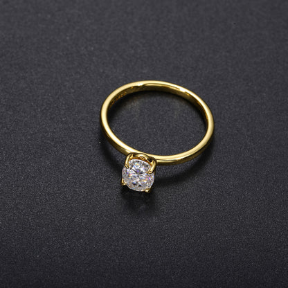 925 Silver Gold Plated Oval Moissanite Ring for Women and Men