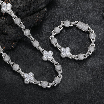Unisex Clover Pendant Chain Bracelet, Hip Hop Link Bracelet