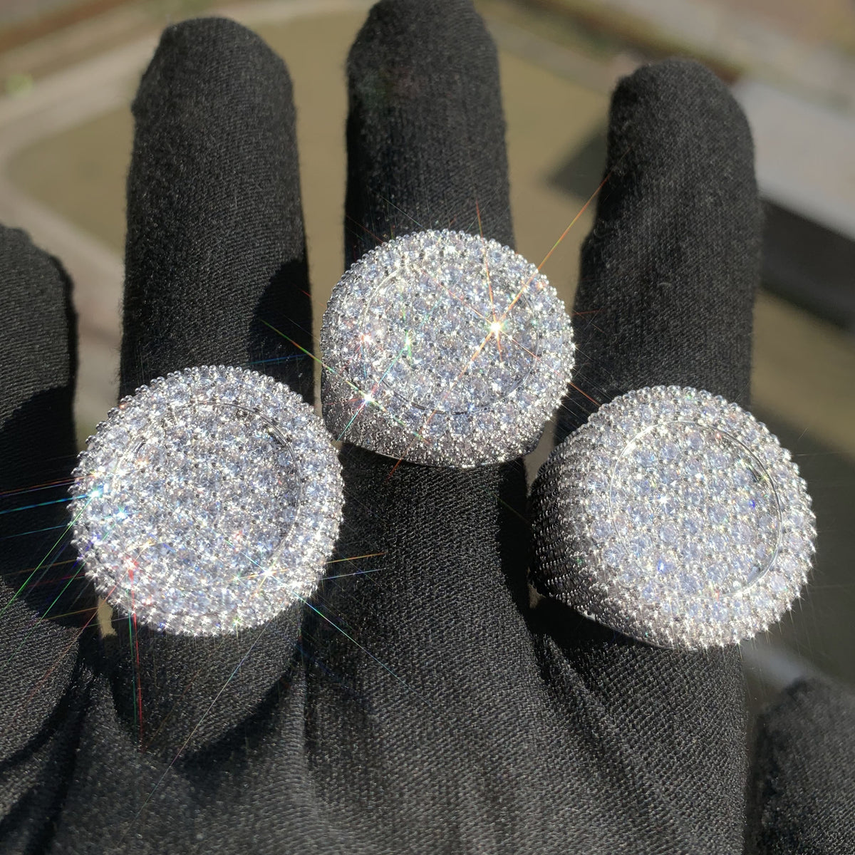 Round Micro Pave Iced Out Statement Ring for Unisex Hip Hop Style product image