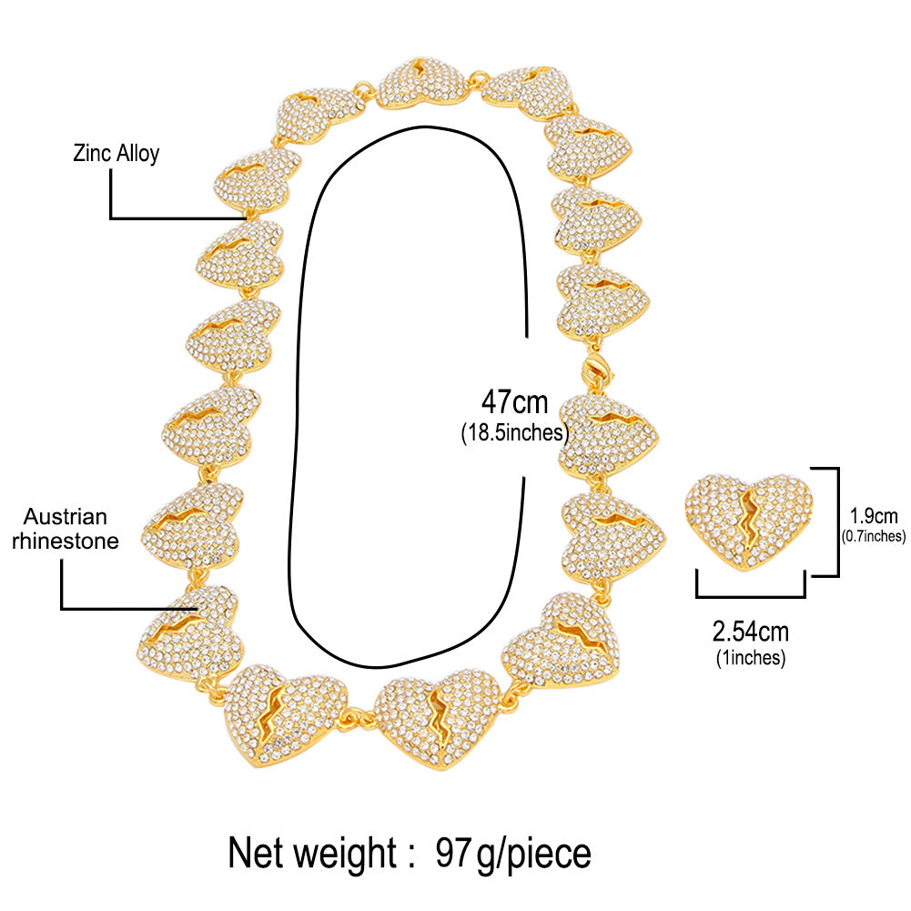 Iced Heart Chain Necklace for Women & Men – Gold or Silver Plated Statement Pendant Chain product image