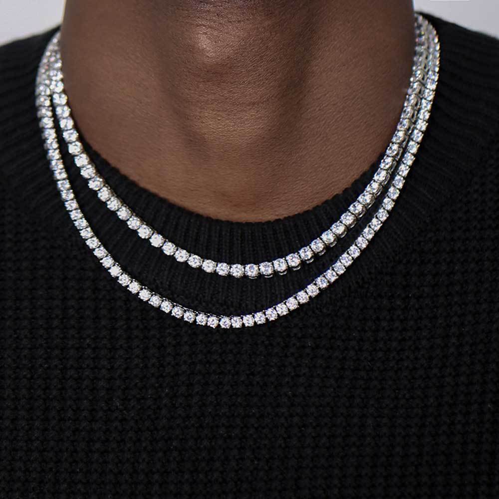 4 mm Round CZ Tennis Hip Hop Necklace with Stainless steel Base - CHA054 product image