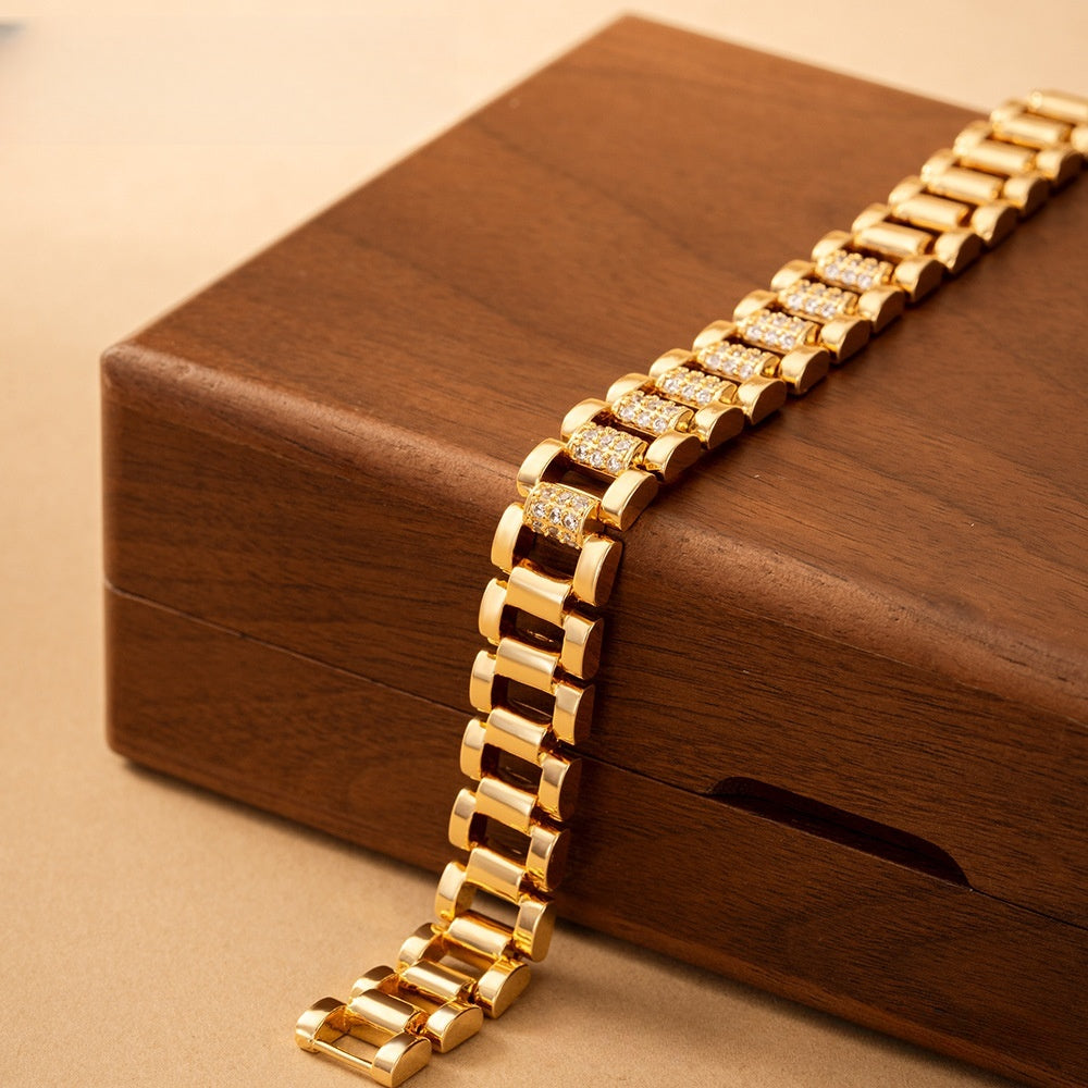 Rectangular Link Watch Band Bracelet for Women Elegant Statement Jewelry