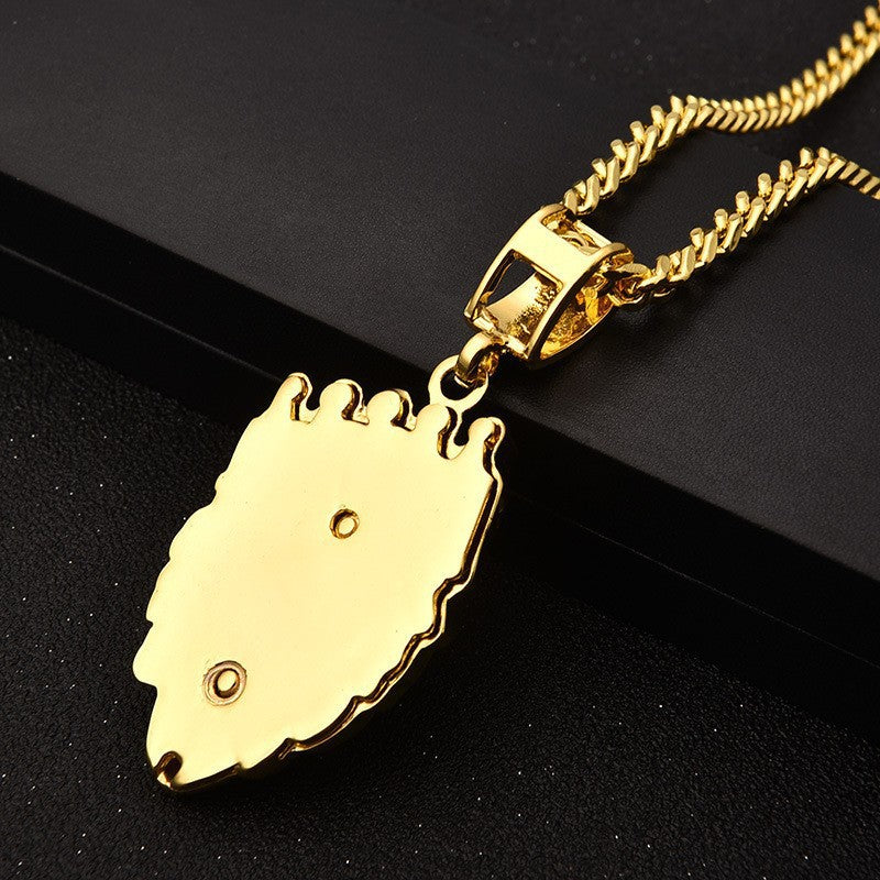 Hip Hop Vintage Crown Lion Alloy Pendant Necklace for Men and Women