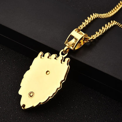 Hip Hop Vintage Crown Lion Alloy Pendant Necklace for Men and Women