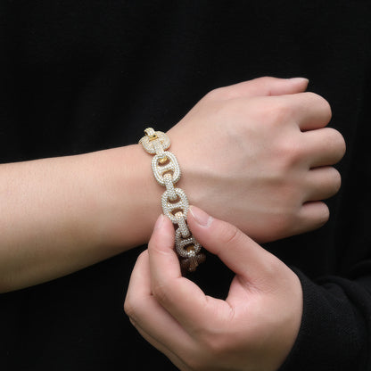 Iced Out Cuban Link Chain Bracelet & Necklace for Women and Men - Gold Plated or Silver Plated Cubic Zirconia Statement Jewelry