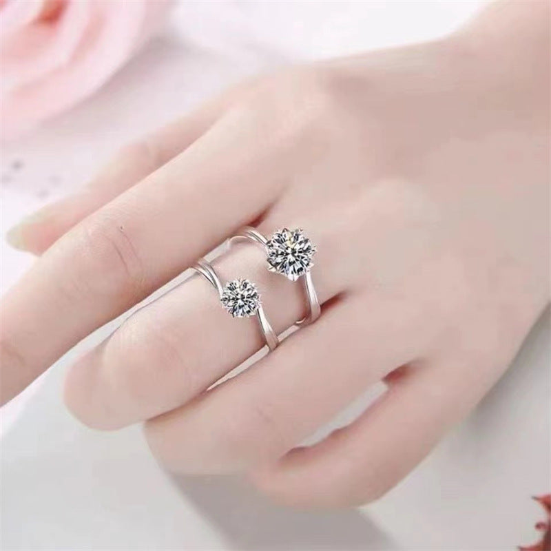 Moissanite Ring for Women, Six-Prong Solitaire Engagement Ring, Wave Band U-Shape Promise Ring, 0.5 to 5 Carat product image