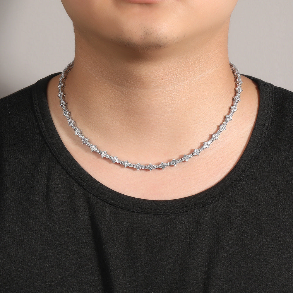 Unisex Crystal Line Chain Necklace & Bracelet - Silver or Gold Color Statement Jewelry product image