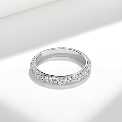 Pavé Moissanite Ring, S925 Sterling Silver Matching Couple Band