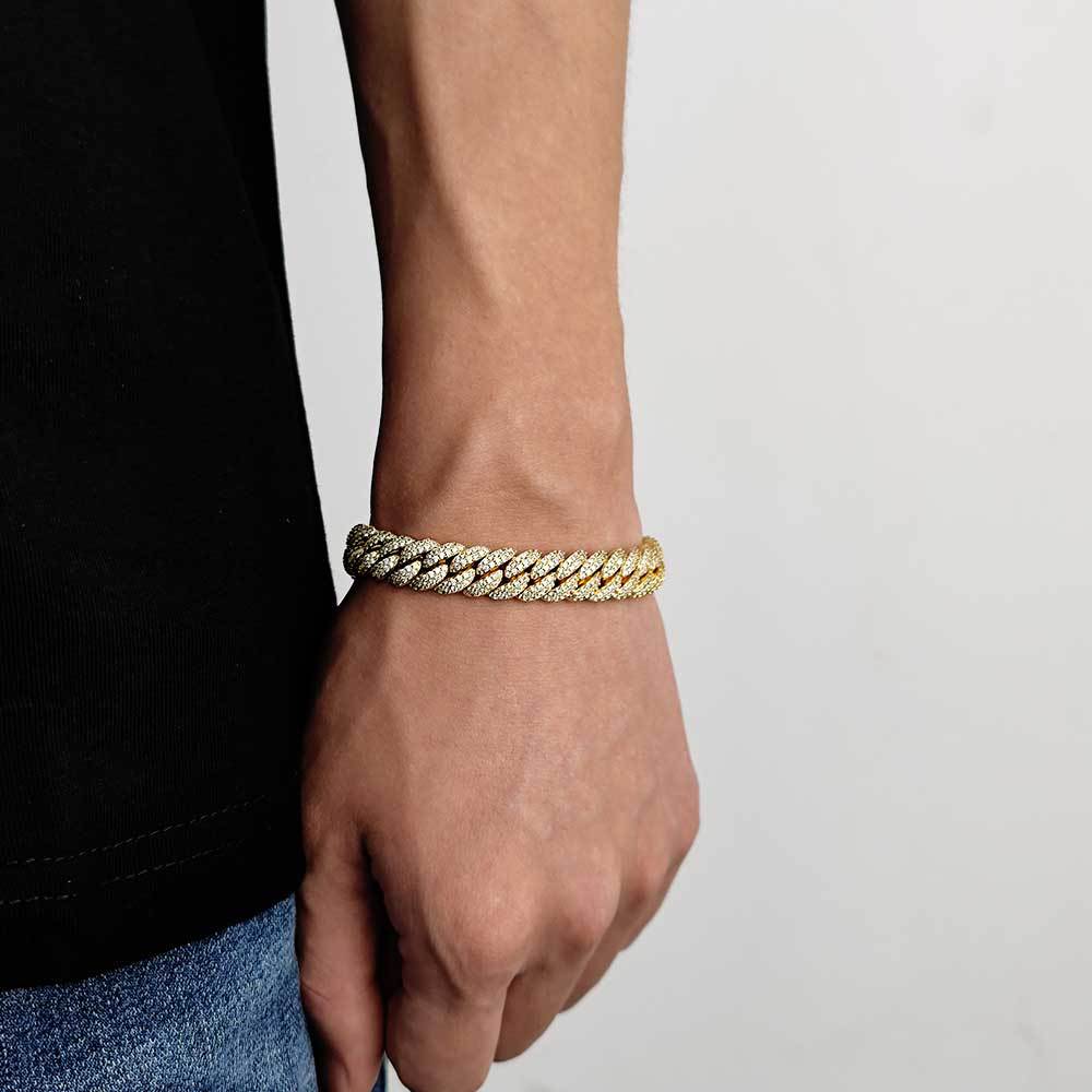 10 mm Double-Row Bubble Iced Cuban Copper Bracelet with Cubic Zirconia - CHA084 product image