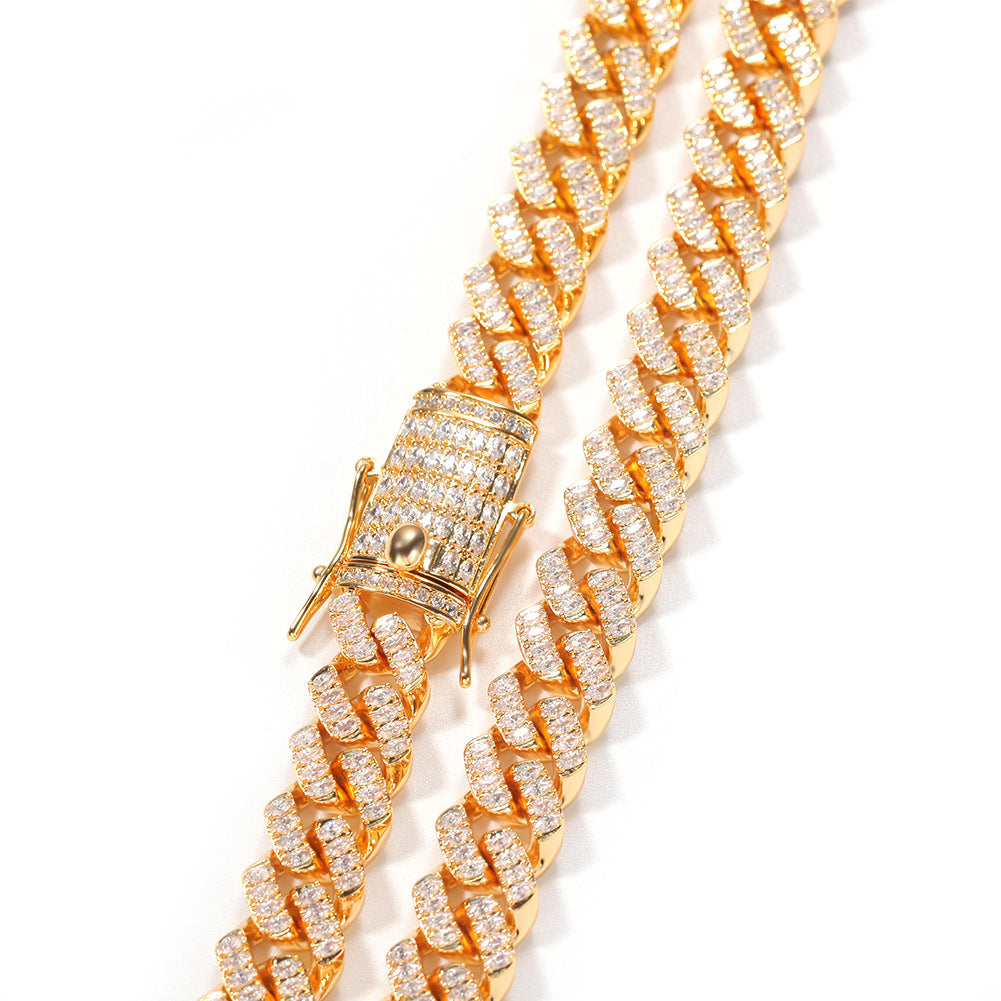 Iced Cuban Link Bracelet & Necklace Set with Cubic Zirconia in Gold or Silver Tone