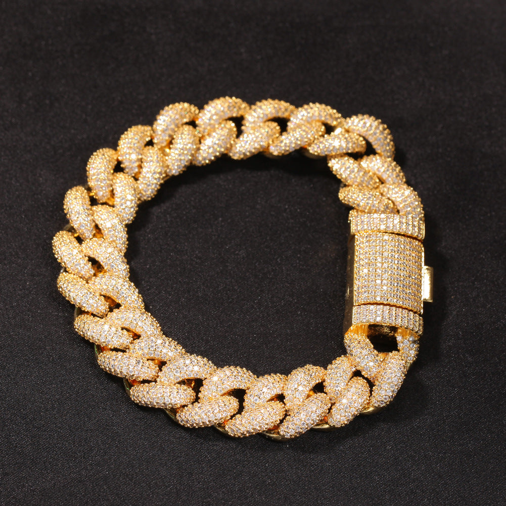 Iced Out Cuban Link Bracelet Necklace Set for Women & Men, Cubic Zirconia Chain in Silver or Gold Tone
