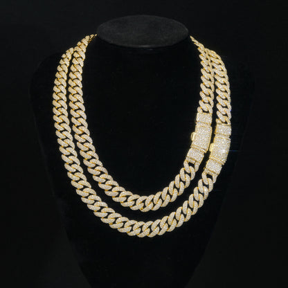 12mm Iced Out Cuban Link Chain Bracelet, Miami Cuban Link Hip Hop Jewelry for Men and Women