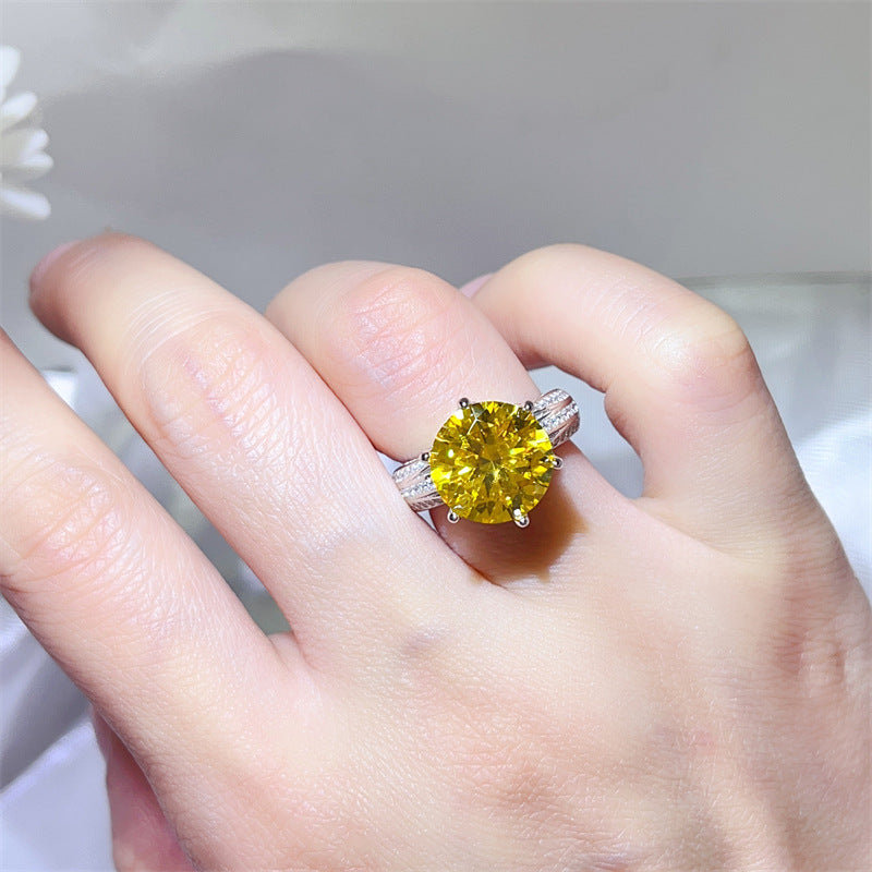 5 Carat Yellow Moissanite Ring for Women, Pavé Split Shank Engagement Ring product image
