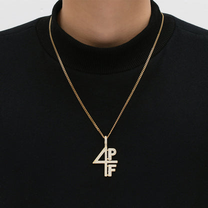 Hip Hop Minimalist Letter Number Copper Pendant Necklace for Men and Women