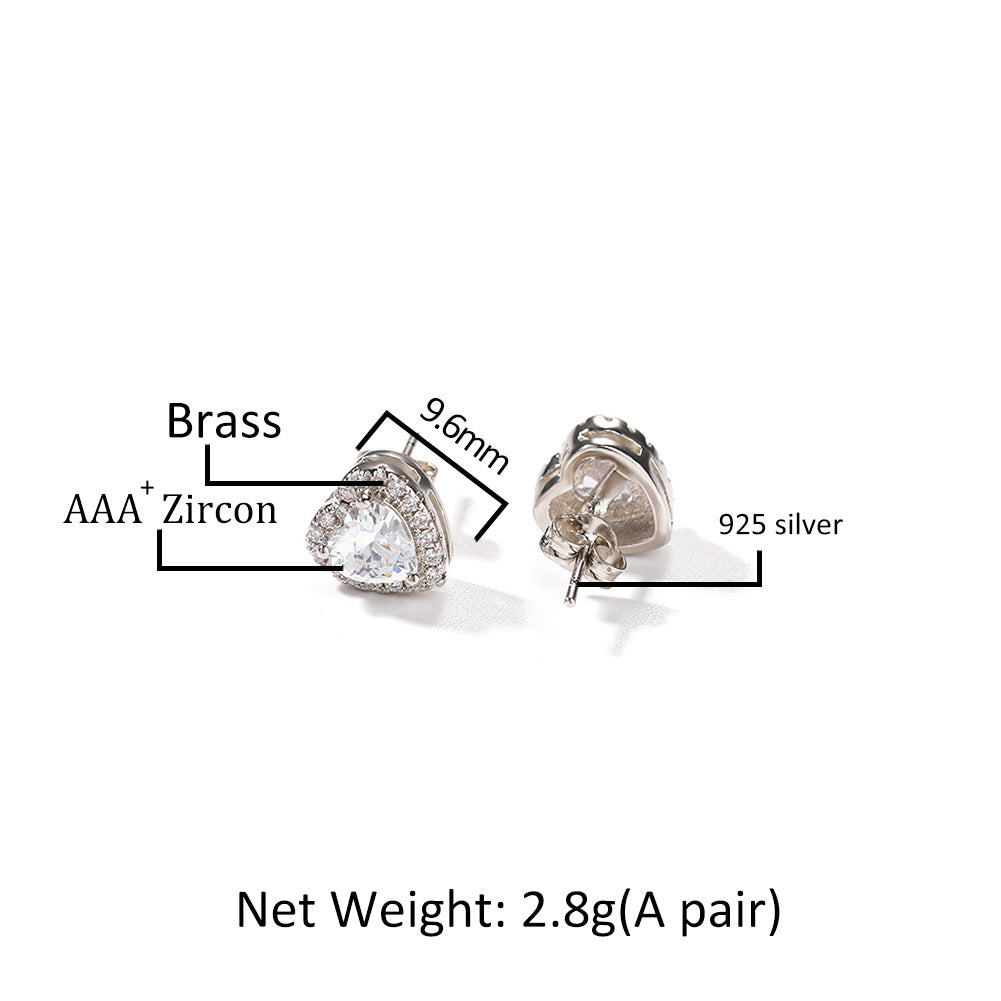 Heart Shape Stud Earrings for Women and Men, Gold Plated Silver Plated Rose Gold Plated Copper Earrings with Crystal Stone, Trendy Statement Jewelry 2026 product image