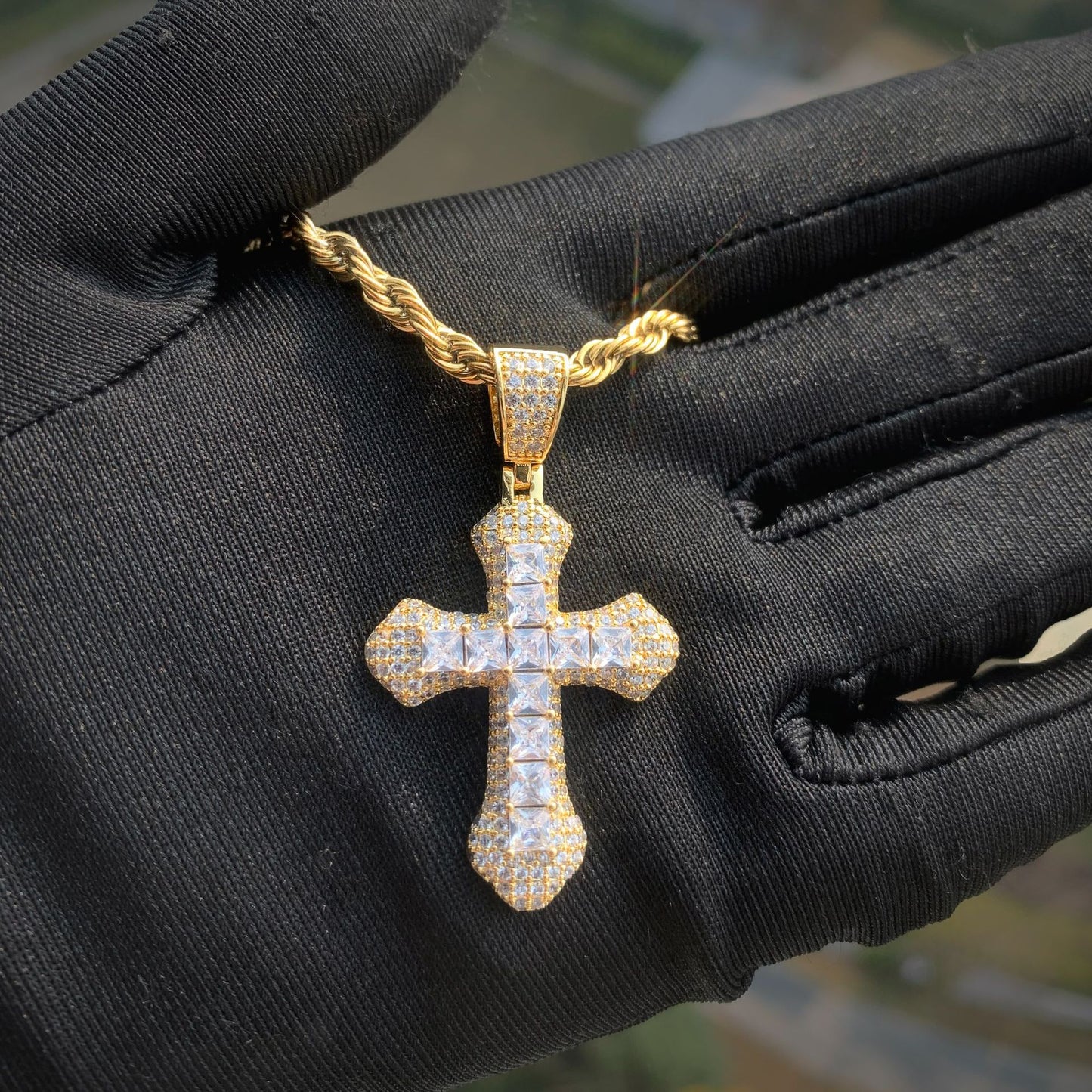 Iced Out Cross Pendant Necklace