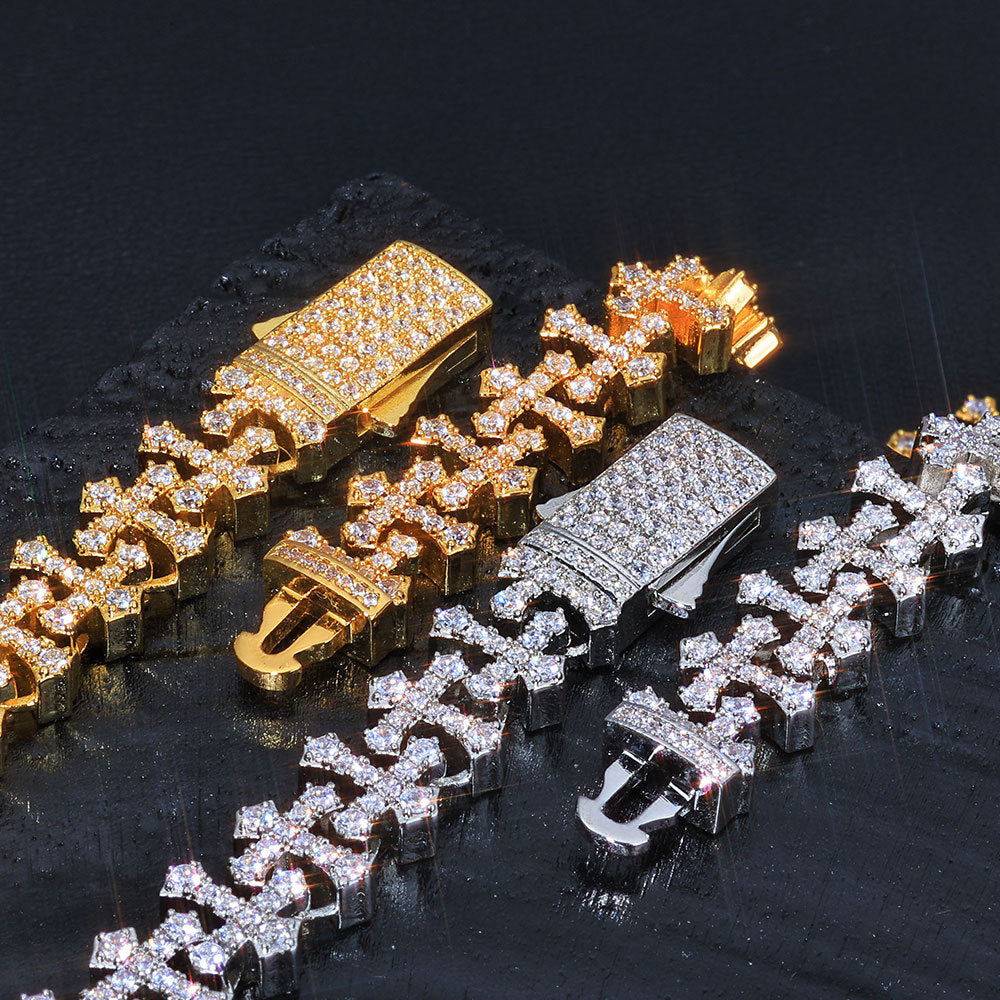 8.5-11 mm Cross CZ Link Copper Bracelet - CHA165 product image