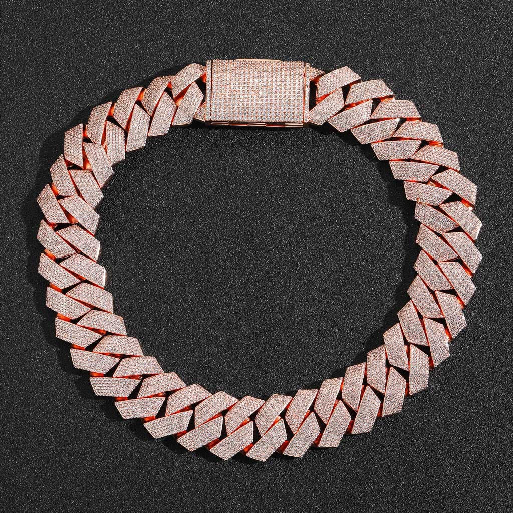 Hip Hop Diamond Shape Cuban Link Cubic Zirconia Necklace for Men