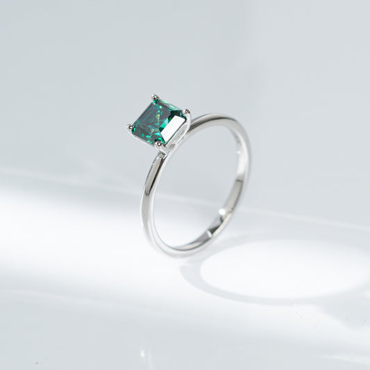 1ct Green Asscher Cut Moissanite Ring, Solitaire Style Ring product image