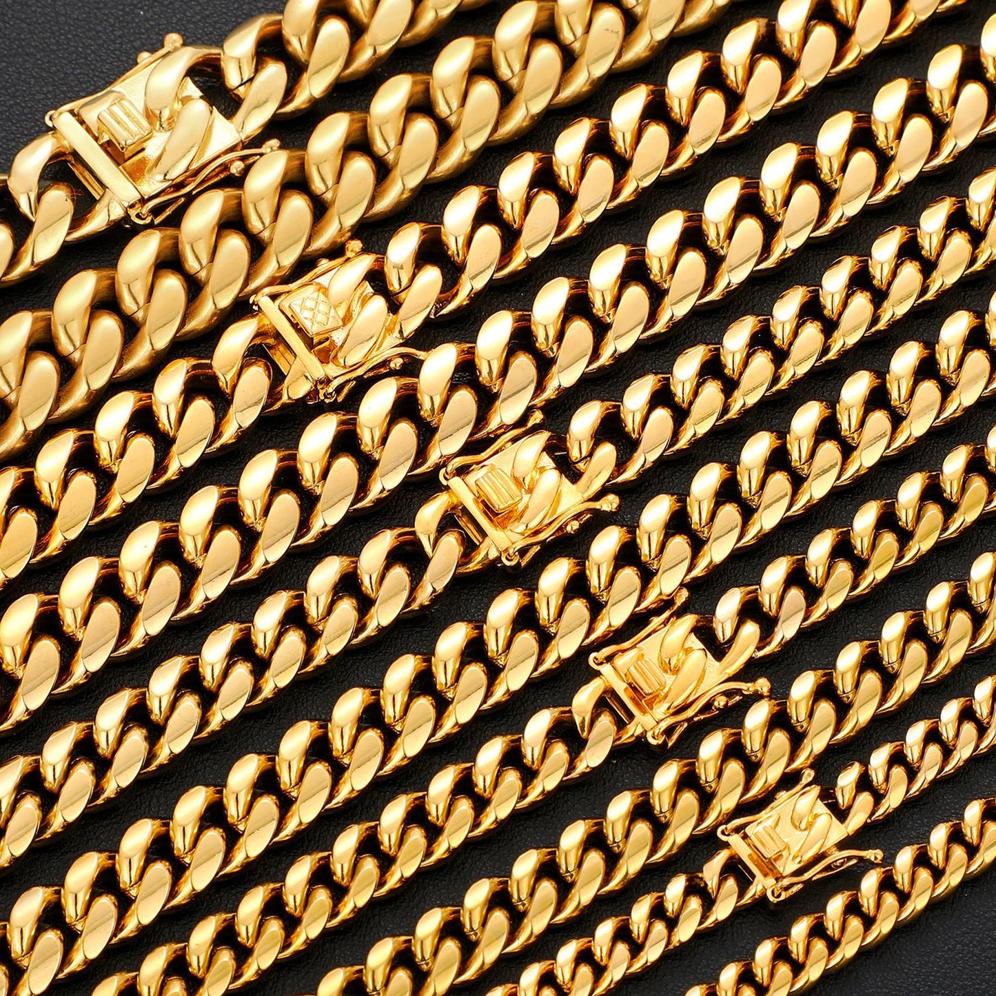 Unisex Cuban Link Chain Necklace in Titanium Steel, Gold or Steel Tone Hip Hop Statement Chain product image