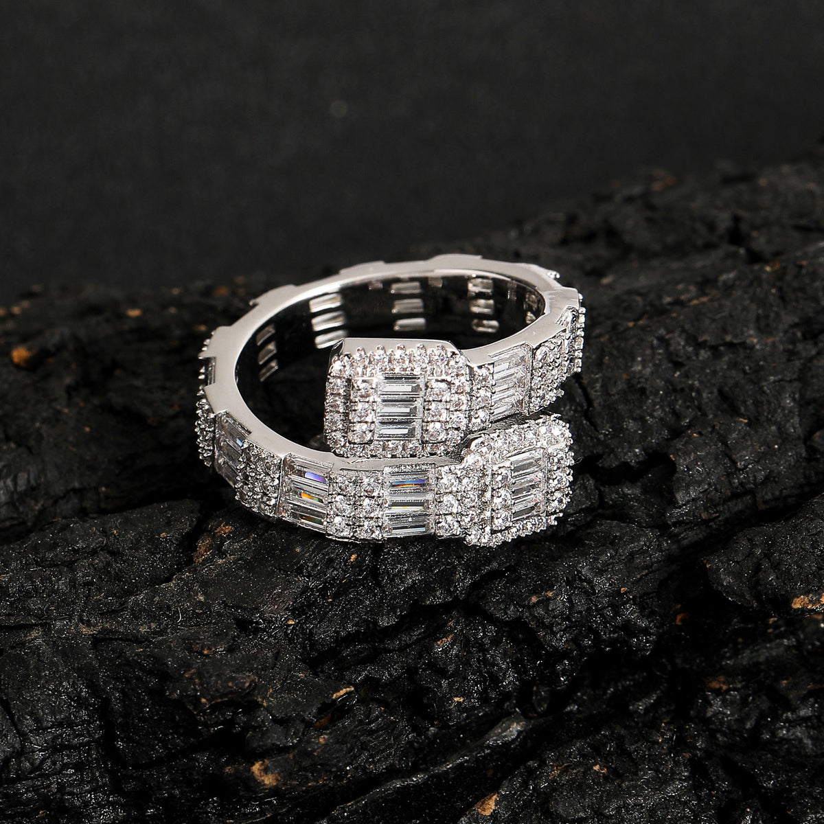 Hip Hop Light Luxury Square Cubic Zirconia Ring for Men and Women product image