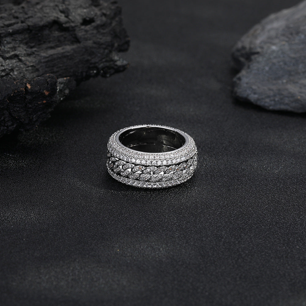 Pavé Infinity Ring, Geometric Unisex Band, Electroplated Copper, Gold and White Gold product image
