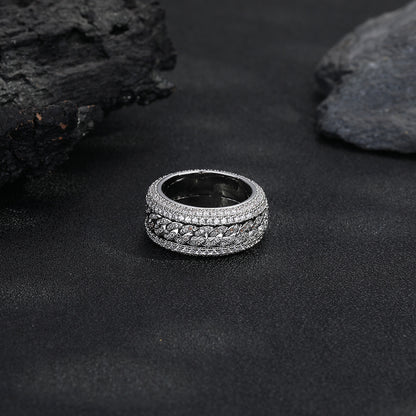 Pavé Infinity Ring, Geometric Unisex Band, Electroplated Copper, Gold and White Gold