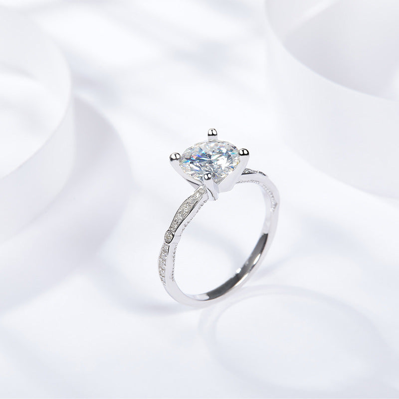 Round 7.5mm Moissanite Ring, 18K Gold-Plated Solitaire Promise Ring for Women product image