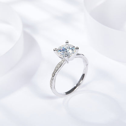 Round 7.5mm Moissanite Ring, 18K Gold-Plated Solitaire Promise Ring for Women